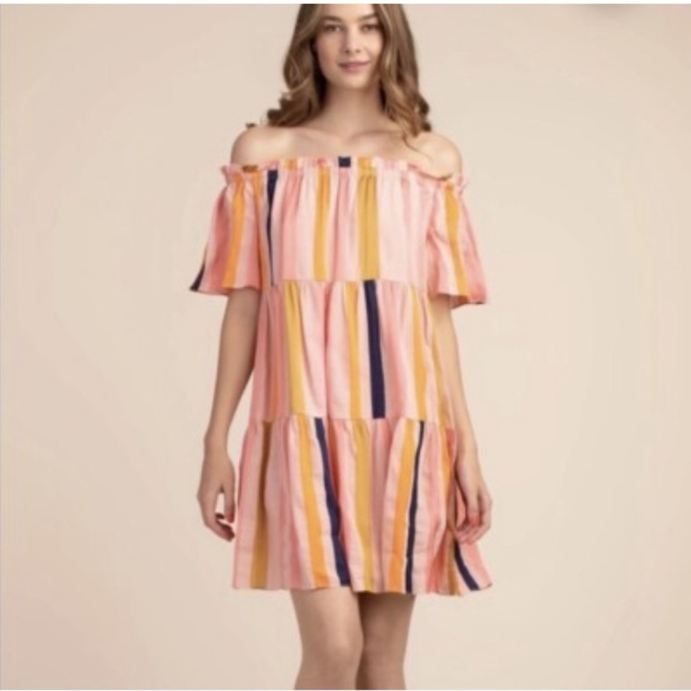 Trina Turk Multicolor Off-Shoulder Mini Dress